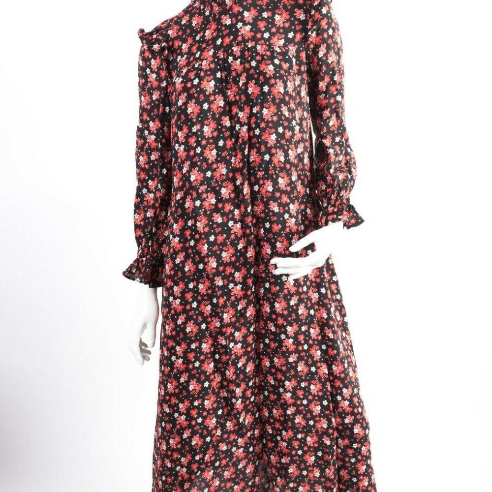 Zara Womens Maxi Long Dress XS Black Red Floral